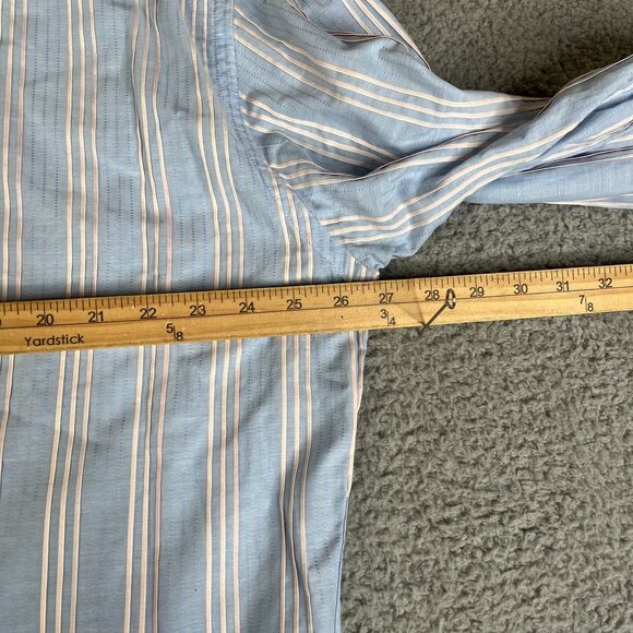 Tommy Bahama Shirt Mens 3XL Blue Pink Striped Button Flip Cuff Cotton Golf - Picture 12 of 14